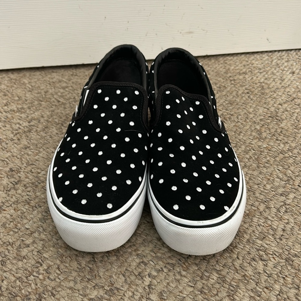 Vans Black and White Dot Slip-On Sneakers